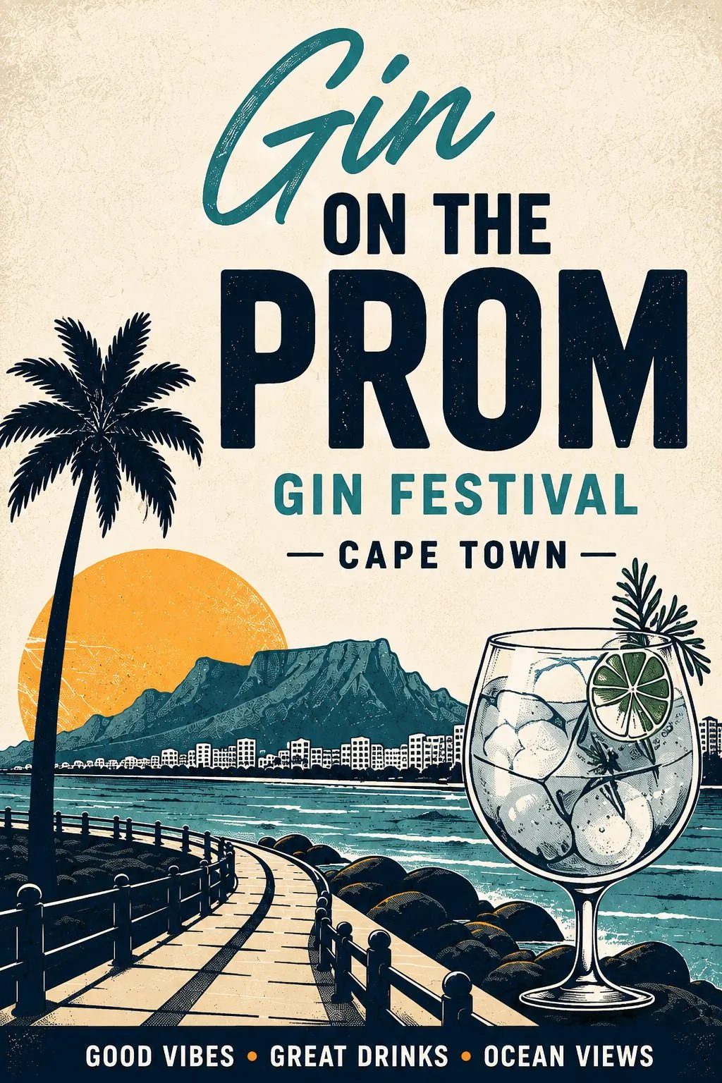 Gin On The Prom, gin festival poster